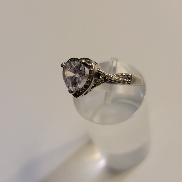 2.25ctw HEART TOPAZ STERLING ENGAGEMENT RING - Picture 3 of 7